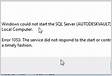 O Windows não pôde iniciar o SQL Server MSSQLSERVER em